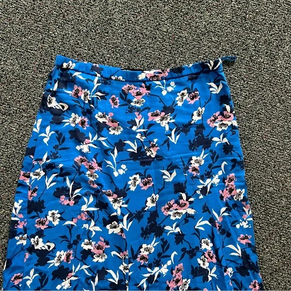 ZARA Cobalt Blue Pastel Pink Floral Handkerchief Asymmetrical Midi Modest Skirt - Picture 10 of 16